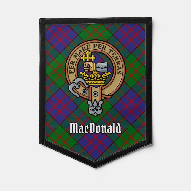Clan MacDonald Crest over Tartan Pennant (Front)