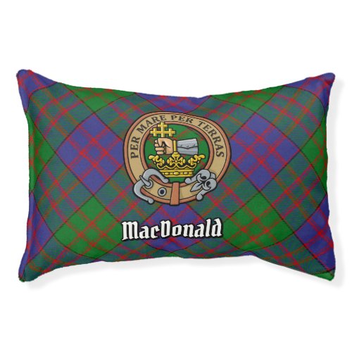 Clan MacDonald Crest over Tartan Pet Bed