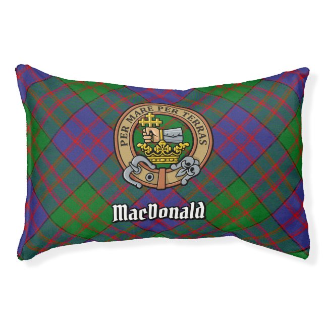 Clan MacDonald Crest over Tartan Pet Bed (Front)