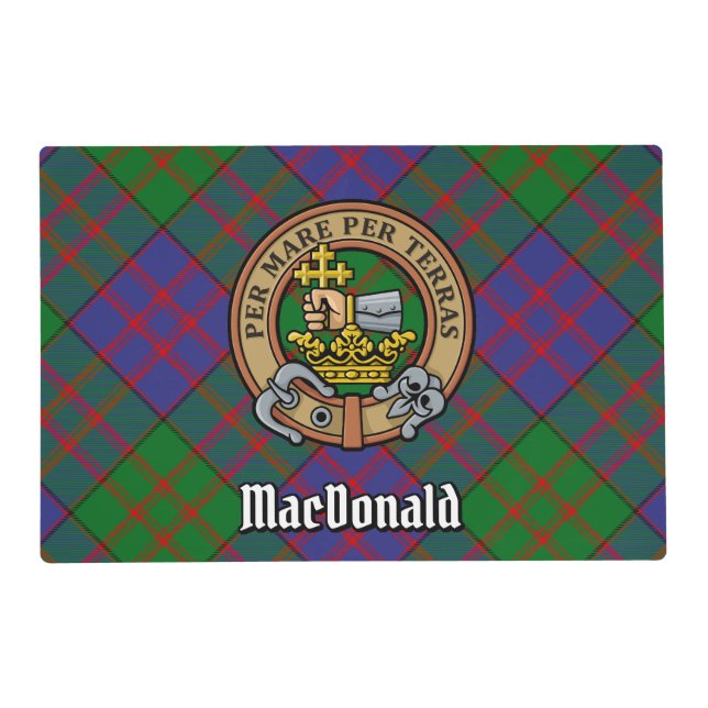 Clan MacDonald Crest over Tartan Placemat (Front)
