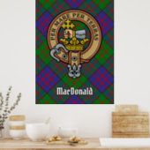Clan MacDonald Crest over Tartan Poster (Kitchen)