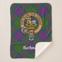 Clan MacDonald Crest over Tartan Sherpa Blanket