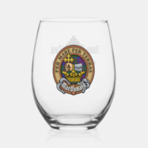 Clan MacDonald Crest over Tartan Stemless Wine Glass
