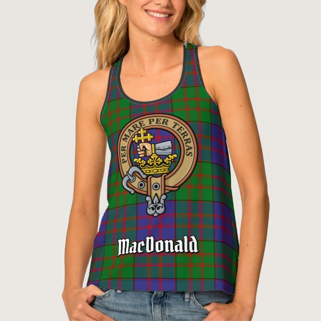 Clan MacDonald Crest over Tartan Tank Top (Front)