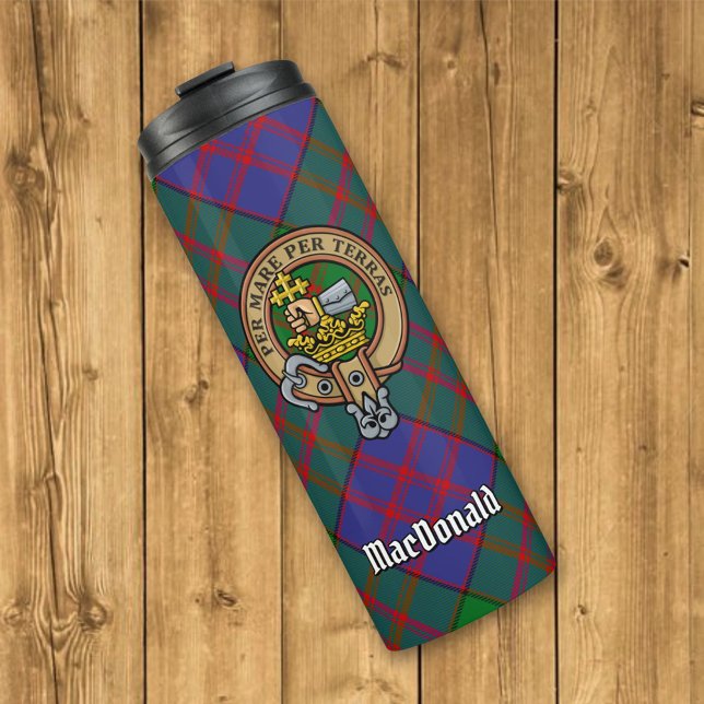 Clan MacDonald Crest over Tartan Thermal Tumbler (Creator Uploaded)