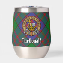 Clan MacDonald Crest over Tartan Thermal Wine Tumbler