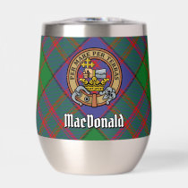 Clan MacDonald Crest over Tartan Thermal Wine Tumbler
