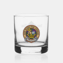 Clan MacDonald Crest over Tartan Whiskey Glass
