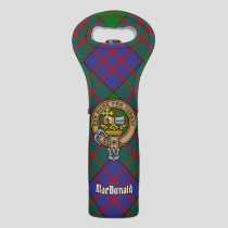 Clan MacDonald Crest over Tartan Wine Bag