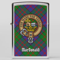 Clan MacDonald Crest over Tartan Zippo Lighter