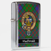 Clan MacDonald Crest over Tartan Zippo Lighter (Right)