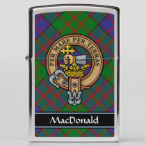 Clan MacDonald Crest over Tartan Zippo Lighter