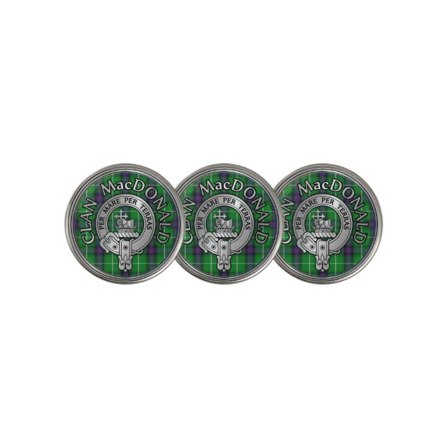Clan MacDonald Crest & Tartan Golf Ball Marker (3 Up)