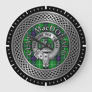Clan MacDonald Crest & Tartan Knot Large Clock