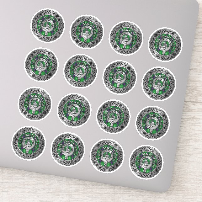 Clan MacDonald Crest & Tartan Knot Sticker (Detail)