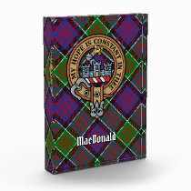 Clan MacDonald of Clanranald Crest over Tartan Acrylic Award