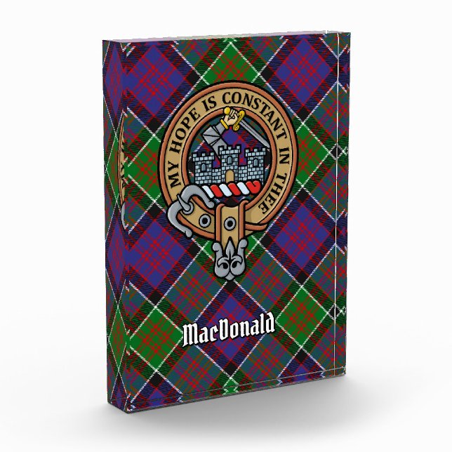 Clan MacDonald of Clanranald Crest over Tartan Acrylic Award (Left)