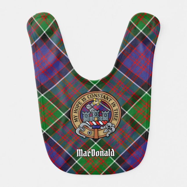 Clan MacDonald of Clanranald Crest over Tartan Baby Bib (Front)