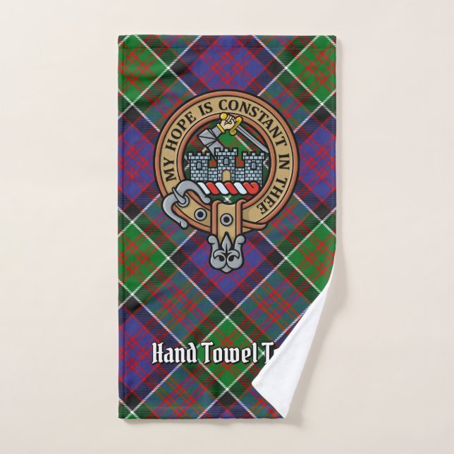 Clan MacDonald of Clanranald Crest over Tartan Bath Towel Set (Hand Towel)