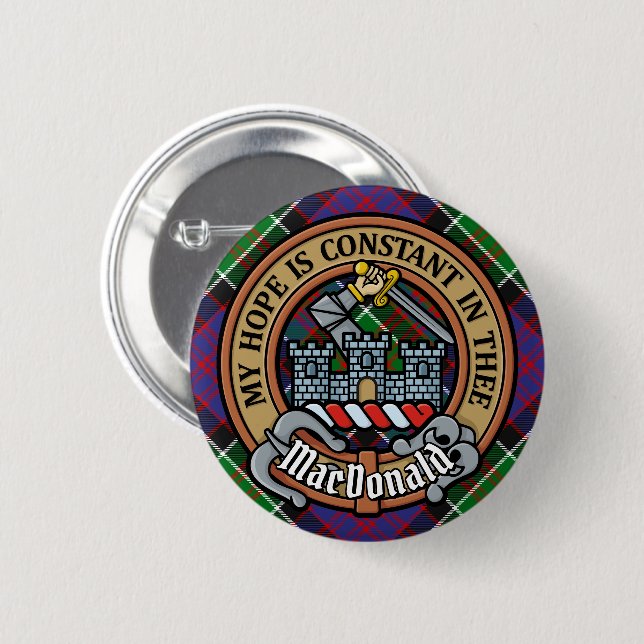 Clan MacDonald of Clanranald Crest over Tartan Button (Front & Back)