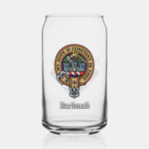 Clan MacDonald of Clanranald Crest over Tartan Can Glass