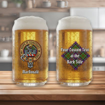 Clan MacDonald of Clanranald Crest over Tartan Can Glass