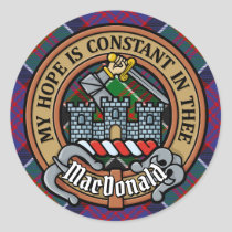 Clan MacDonald of Clanranald Crest over Tartan Classic Round Sticker