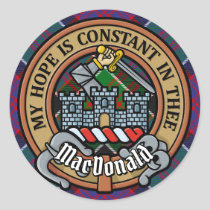 Clan MacDonald of Clanranald Crest over Tartan Classic Round Sticker