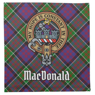 Clan MacDonald of Clanranald Crest over Tartan Cloth Napkin