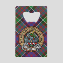 Clan MacDonald of Clanranald Crest over Tartan Credit Card Bottle Opener