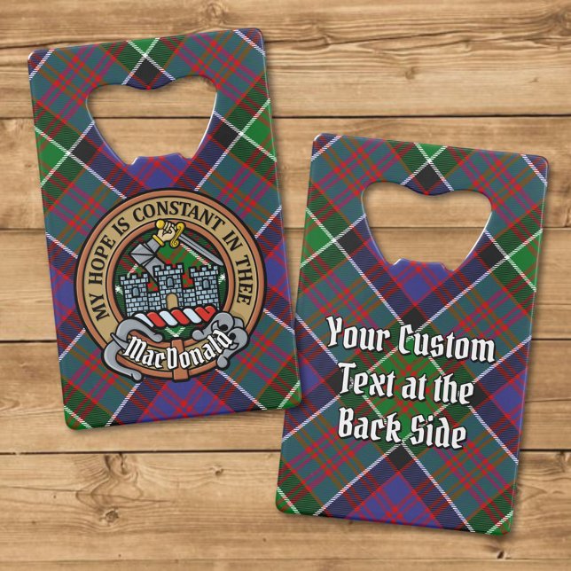 Clan MacDonald of Clanranald Crest over Tartan Credit Card Bottle Opener (Creator Uploaded)