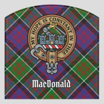 Clan MacDonald of Clanranald Crest over Tartan Door Sign