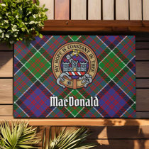 Clan MacDonald of Clanranald Crest over Tartan Doormat
