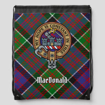 Clan MacDonald of Clanranald Crest over Tartan Drawstring Bag