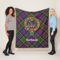 Clan MacDonald of Clanranald Crest over Tartan Fleece Blanket