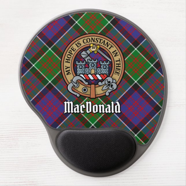 Clan MacDonald of Clanranald Crest over Tartan Gel Mouse Pad (Front)
