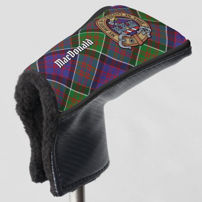 Clan MacDonald of Clanranald Crest over Tartan Golf Head Cover (3/4 Front)