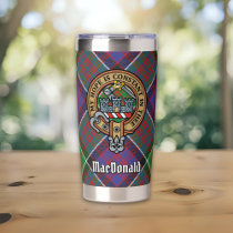 Clan MacDonald of Clanranald Crest over Tartan Insulated Tumbler