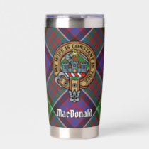 Clan MacDonald of Clanranald Crest over Tartan Insulated Tumbler
