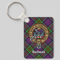 Clan MacDonald of Clanranald Crest over Tartan Keychain