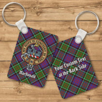 Clan MacDonald of Clanranald Crest over Tartan Keychain