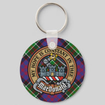 Clan MacDonald of Clanranald Crest over Tartan Keychain