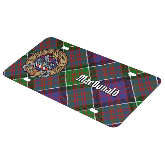 Clan MacDonald of Clanranald Crest over Tartan License Plate (Side)