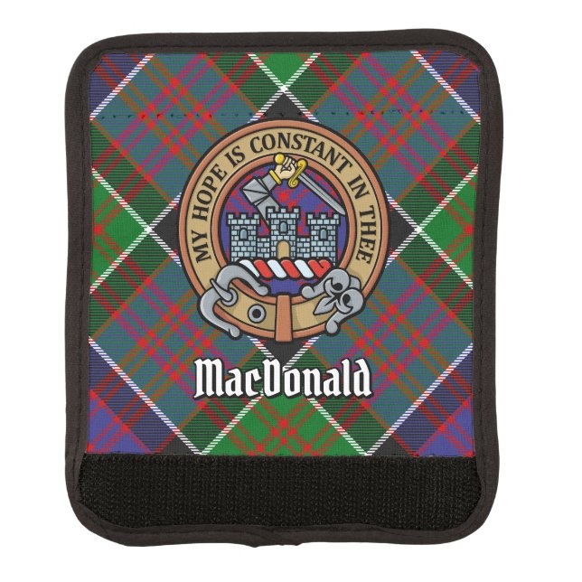 Clan MacDonald of Clanranald Crest over Tartan Luggage Handle Wrap (Front)