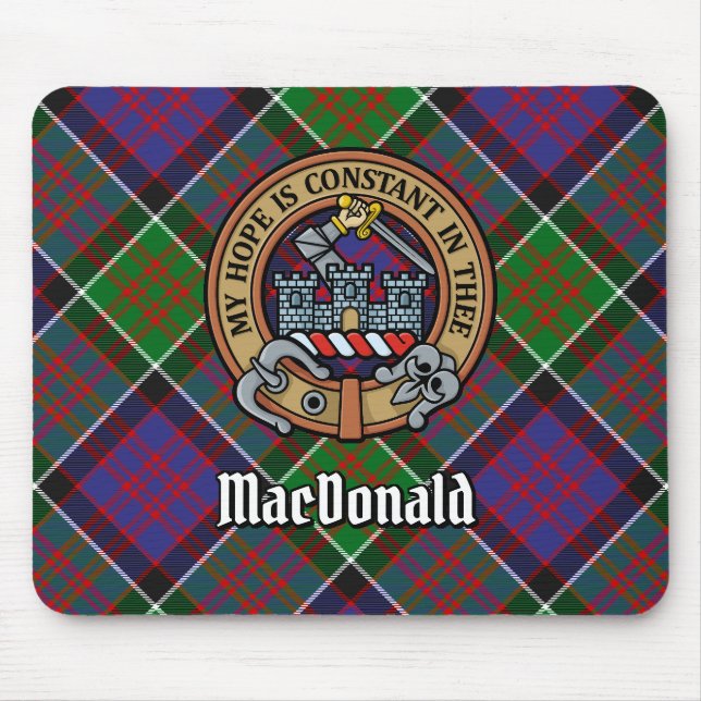Clan MacDonald of Clanranald Crest over Tartan Mouse Pad (Front)