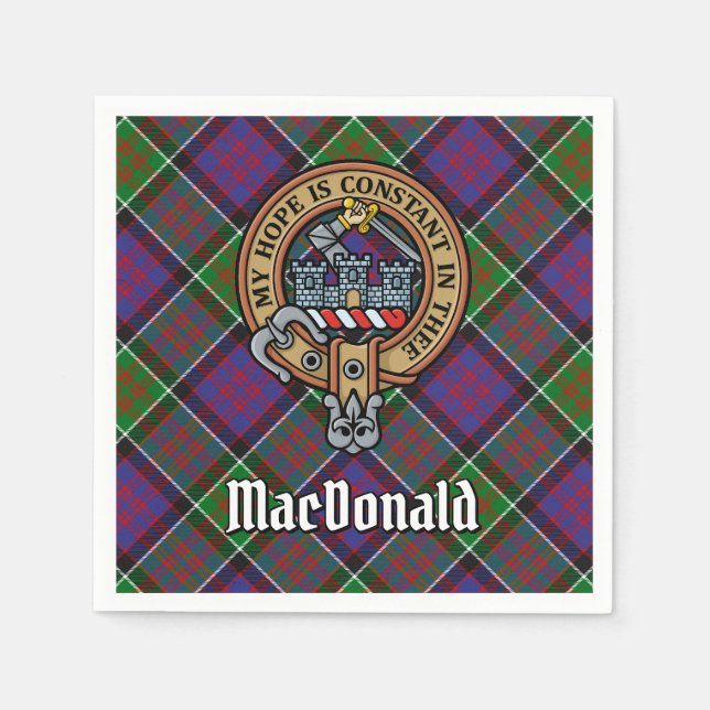 Clan MacDonald of Clanranald Crest over Tartan Napkins (Front)