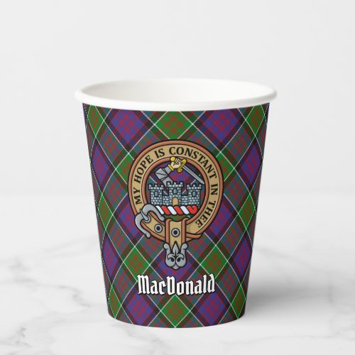 Clan MacDonald of Clanranald Crest over Tartan Paper Cups