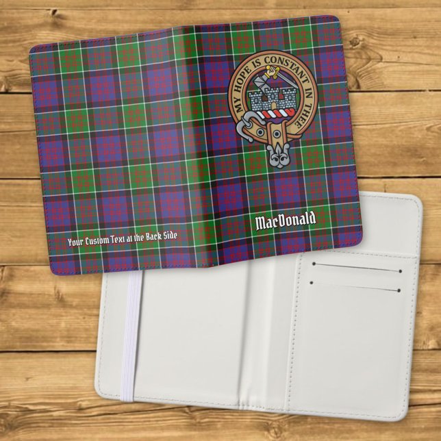 Clan MacDonald of Clanranald Crest over Tartan Passport Holder (Creator Uploaded)