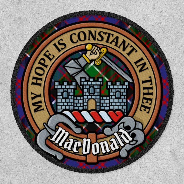 Clan MacDonald of Clanranald Crest over Tartan Patch (Front)