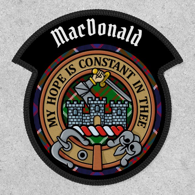 Clan MacDonald of Clanranald Crest over Tartan Patch (Front)